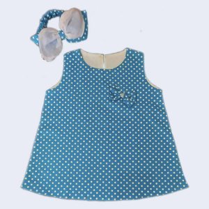 Vestido Infantil Azul Poá