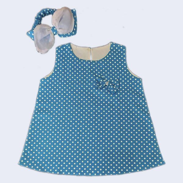 Vestido Infantil Azul Poá