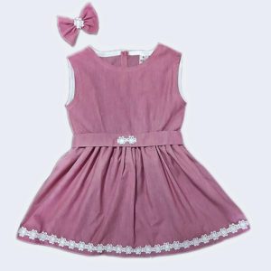 Vestido Infantil Riscas de Giz Vermelho