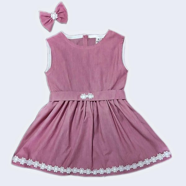 Vestido Infantil Riscas de Giz Vermelho