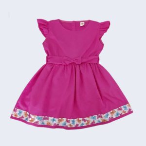 Vestido Infantil Pink Poá e Borboletas
