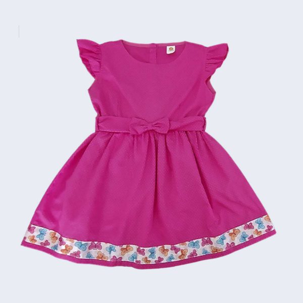 Vestido Infantil Pink Poá e Borboletas